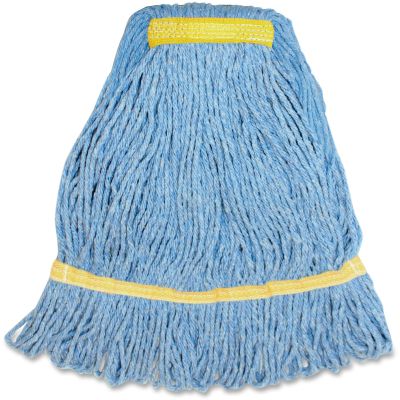 Genuine Joe SBL1B Blue Rayon / Cotton Mop Heads, Narrow Headband, Small, 12 oz - 12 / Case