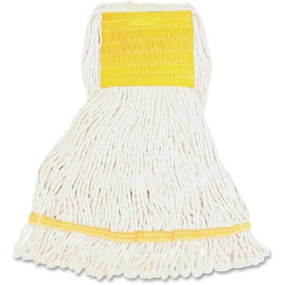 Genuine Joe SWH5B White Rayon / Cotton Mop Heads, Wide Headband, Small - 12 / Case