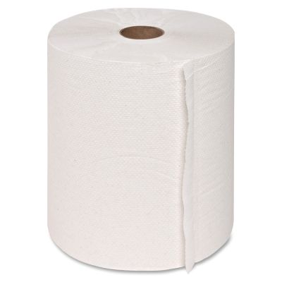 Genuine Joe 22700 Hardwound Roll Paper Hand Towels, Recycled, 7-7/8" x 800', White - 6 / Case