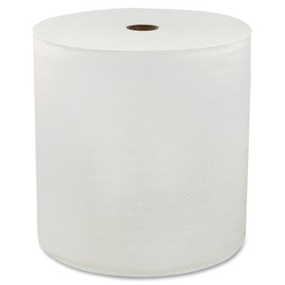 Genuine Joe 96850 Hardwound Roll Paper Hand Towels, 1 Ply, 7" x 850', White - 6 / Case