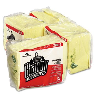 Georgia-Pacific 29616 Brawny Dusting Cloths, Rayon, 17" x 24", Yellow - 200 / Case