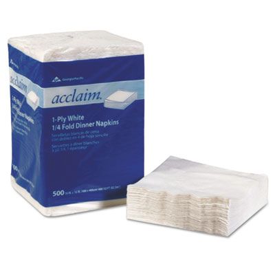 Georgia-Pacific 36202 Acclaim Paper Dinner Napkins, 1 Ply, 1/4 Fold, White - 4000 / Case
