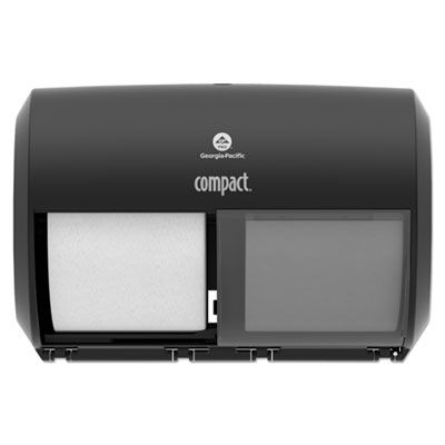 Georgia-Pacific 56784A Compact Coreless 2-Roll Toilet Paper Dispenser, Black - 1 / Case