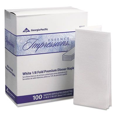Georgia-Pacific 92117 Essence Premium Paper Dinner Napkins, 1 Ply, 17" x 17", White - 400 / Case