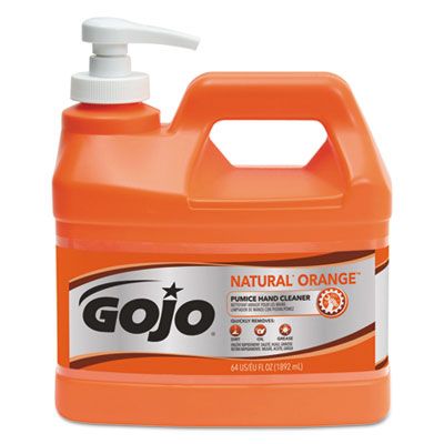 GOJO 095804 Natural Orange Pumice Hand Cleaner, Citrus, .5 Gallon Pump Bottle - 4 / Case