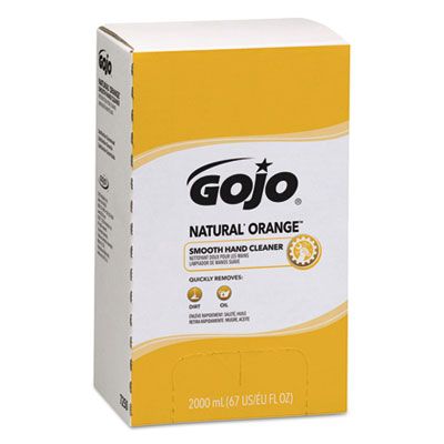 GOJO 7250 Natural Orange Smooth Lotion Hand Cleaner, 2000 mL Bag-In-Box Refill - 4 / Case