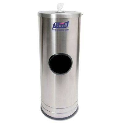 GOJO 9115DS1C PURELL Dispenser Stand for Sanitizing Wipes, Holds 1500 Wipes, 10.25" x 10.25" x 14.5", Stainless Steel - 1 / Case
