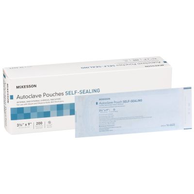 McKesson Autoclave Pouches, Self-Sealing, Class 1 Sterilization, 3.5" x 9" - 2000 / Case