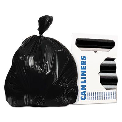 Heritage H7450TKR01 Accufit 55 Gallon Trash Can Liners / Garbage Bags, 0.9 Mil, 40" x 53", Black - 100 / Case 