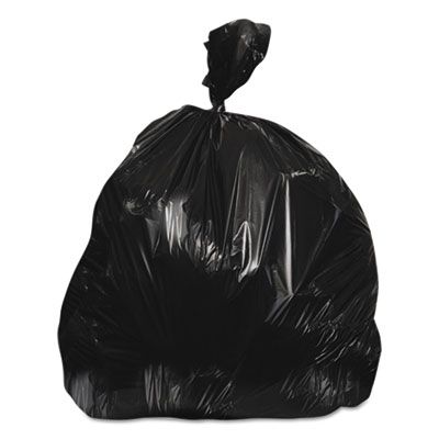 Heritage Z7660XKR01 60 Gallon Trash Can Liners / Garbage Bags, 38" x 60", 17 Mic, HDPE, Black - 200 / Case
