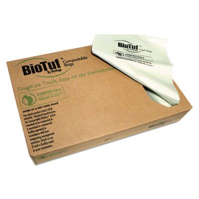 Heritage Y7658TER01 BioTuf 60 Gallon Compostable Can Liners, 38" x 58", 0.9 Mil, Light Green - 100 / Case
