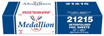 HFA 21215 Medallian Interfolded Aluminum Foil Sheets, 12" x 10.75" - 2400 / Case