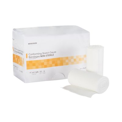 McKesson Conforming Stretch Gauze Bandages, Polyester, 4" x 4-1/10 Yards - 96 / Case