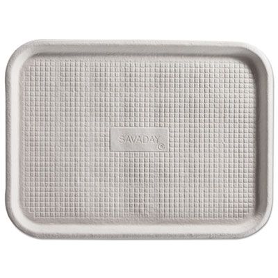 Huhamatki 20803 Chinet Savaday Molded Fiber Serving Food Tray, Flat, 6" x 12", Natural White - 200 / Case