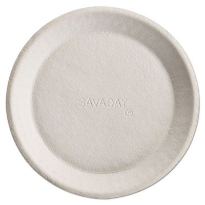 Huhtamaki Chinet 10117 Savaday 10" Molded Fiber Paper Dinner / Pie Plates, Round, Cream - 500 / Case