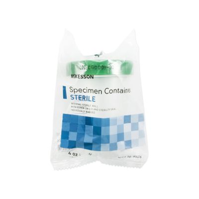 McKesson 16-9526 Specimen Container with Screw Cap, Plastic, 120 mL (4 oz), Individually Wrapped - 100 / Case