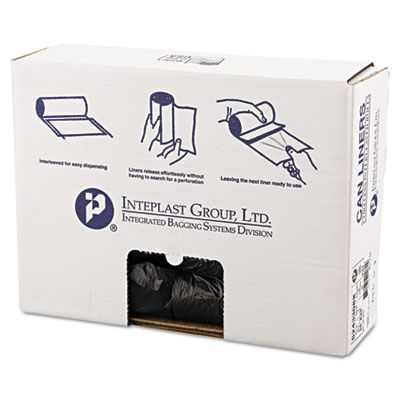 Inteplast S243308K 16 Gallon Garbage Bags / Trash Can Liners, 8 Mic, 24" x 33", Black - 1000 / Case