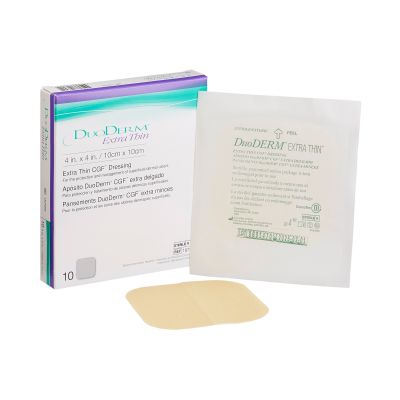 Convatec 187955 DuoDERM Extra Thin CGF Hydrocolloid Dressing, 4" x 4" Square, Sterile - 10 / Case