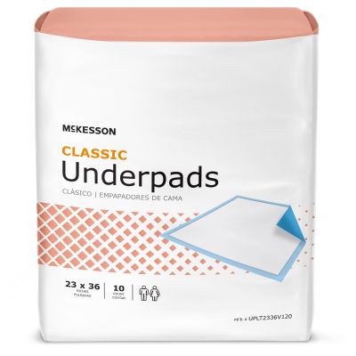 McKesson StayDry Underpads, 23" x 36", Light Absorbency - 120 / Case