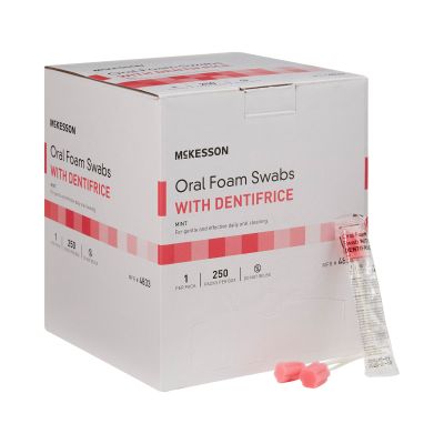 McKesson Oral Foam Swabs with Dentifrice, Mint Flavor - 250 / Case