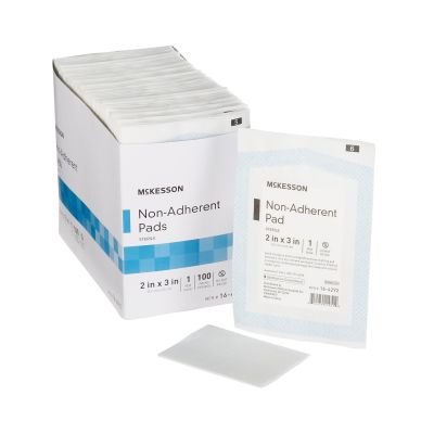McKesson 16-4292 Non-Adherent Dressing Pads, Nylon / Polyester, 2" x 3", Sterile - 1200 / Case