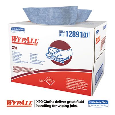 Kimberly-Clark 12891 WypAll X90 Cloths, 11.1" x 16.8", Denim Blue - 136 / Case