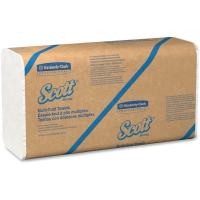Kimberly-Clark 01807 Scott Essential Multi-Fold Paper Hand Towels, 1 Ply, Recycled, 9.2" x 9.4", White - 4000 / Case