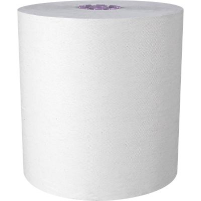 Kimberly-Clark 02001 Scott Essential High Capacity Hardwound Roll Paper Hand Towels, 1 Ply, Recycled, 8" x 950', 1.75" Purple Core, White - 6 / Case