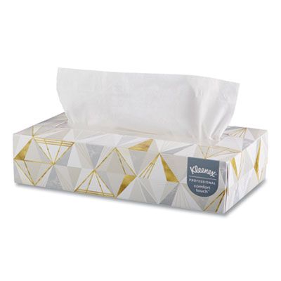 Kimberly-Clark 21606 Kleenex Professional Comfort Touch Facial Tissue, 2 Ply, 125 Tissues / Flat Box, White - 48 / Case