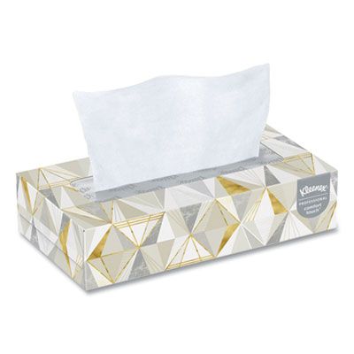 Kimberly-Clark 03076 Kleenex Professional Facial Tissue, 2 Ply, 125 Tissues / Flat Box - 12 / Case