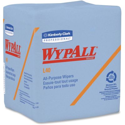 Kimberly-Clark 05776 WypAll L40 All Purpose Towels, 1/4 Fold, 12" x 12.5", Blue - 672 / Case