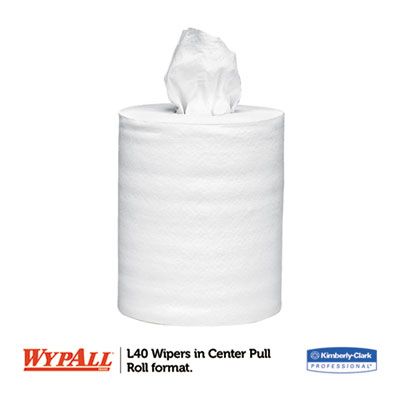 Kimberly-Clark 05796 WypAll L40 Wipers Centerpull Towel Roll, 12.2" x 10", 200 / Roll, White - 2 / Case