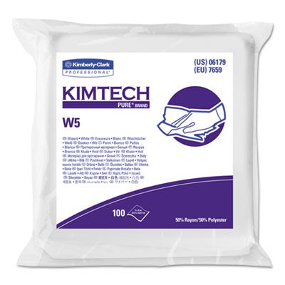 Kimberly-Clark 06179 Kimtech W5 Wipers for Critical Tasks, Spunlace, 9" x 9", White - 500 / Case