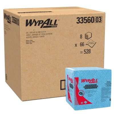 Kimberly-Clark 33560 WypAll Oil, Grease & Ink Cloths, 1/4 Fold, 12" x 12.5" - 528 / Case 