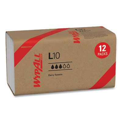 Kimberly-Clark 01770 WypAll L10 Dairy Paper Towels, 1 Ply, Recycled, 9.3" x 10.5", White - 2400 / Case