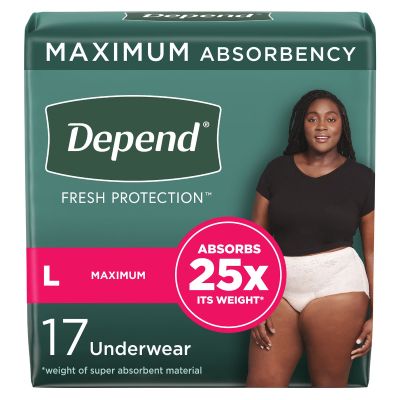 Depend Fresh Protection Pull Up Underwear for Women, Large (38 to 44 in.), Blush, Maximum - 34 / Case