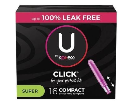 U by Kotex Click Compact Tampons, Super Absorbency - 128 / Case