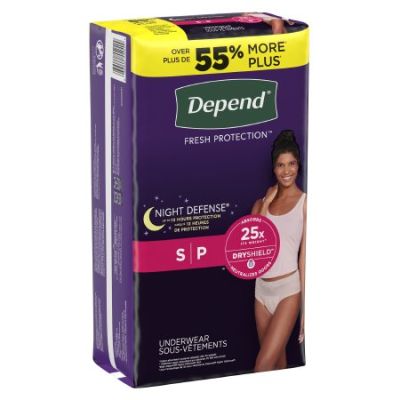 Depend Fresh Protection Night Defense Pull-Up Underwear for Women, Small (24 to 30 in.), Blush, Overnight - 64 / Case