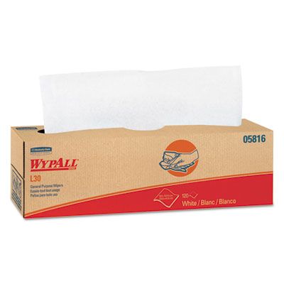 Kimberly-Clark 05816 WypAll L30 General Purpose Wipers, 9.8" x 16.4", White - 720 / Case