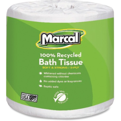 Marcal Paper 6079 Toilet Paper, 2 Ply, Recycled, 336 Sheets / Standard Roll - 48 / Case