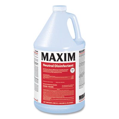 Midlab 4020041 Maxim Neutral Disinfectant, Lemon Scent, 1 Gallon Bottle - 4 / Case