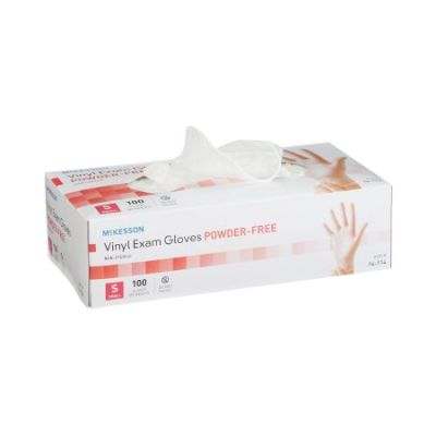 McKesson Vinyl Exam Gloves, Powder Free, Smooth, Small, Clear - 1000 / Case