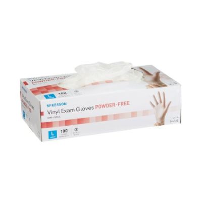 McKesson Vinyl Exam Gloves, Powder Free, Large, Clear - 1000 / Case