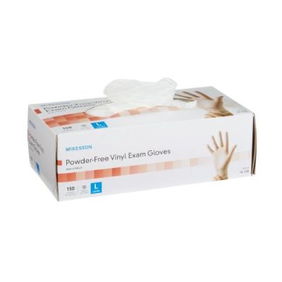 McKesson Vinyl Exam Gloves, Powder Free, Large - 1500 / Case