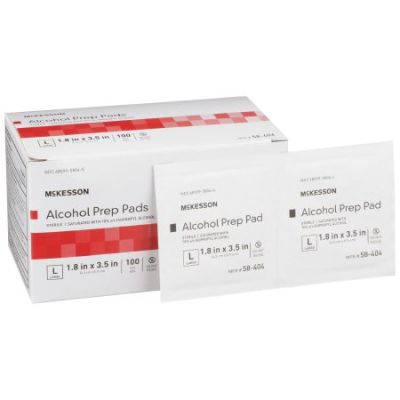 McKesson Alcohol Prep Pads, 3.5" x 1.8", Individual Packet, Sterile - 1000 / Case