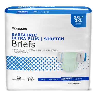 McKesson Bariatric Ultra Plus Stretch Adult Diapers with Tabs, 2XL / 3XL (58 to 77 in.), Heavy - 20 / Case