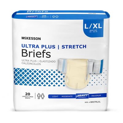 McKesson Ultra Plus Stretch Adult Diapers with Tabs, Large / XL (48-66 in.), Heavy Absorbency - 80 / Case