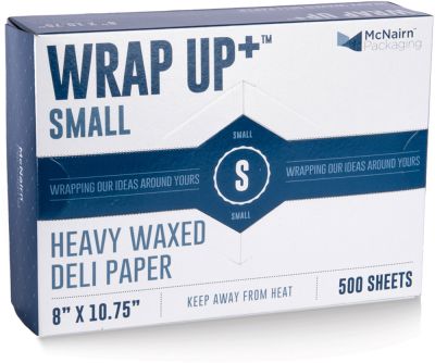 McNairn Packaging 105302 Wrap Up+ Small Heavy Waxed Deli Paper Sheets, 8" x 10.75" - 6000 Sheets / Case