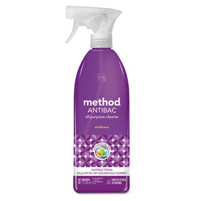Method 01454 Antibac All-Purpose Cleaner, Wildflower, 28 oz Spray Bottle - 8 / Case