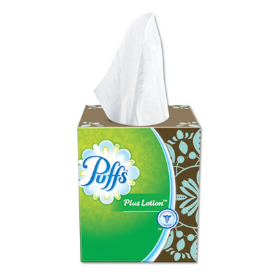 P&G 34899 Puffs Plus Lotion Facial Tissue, 1 Ply, 56 Sheets / Cube Box, White - 24 / Case